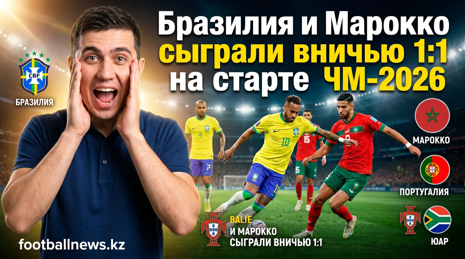 Бразилия и Марокко сыграли вничью 1:1 на старте ЧМ-2026