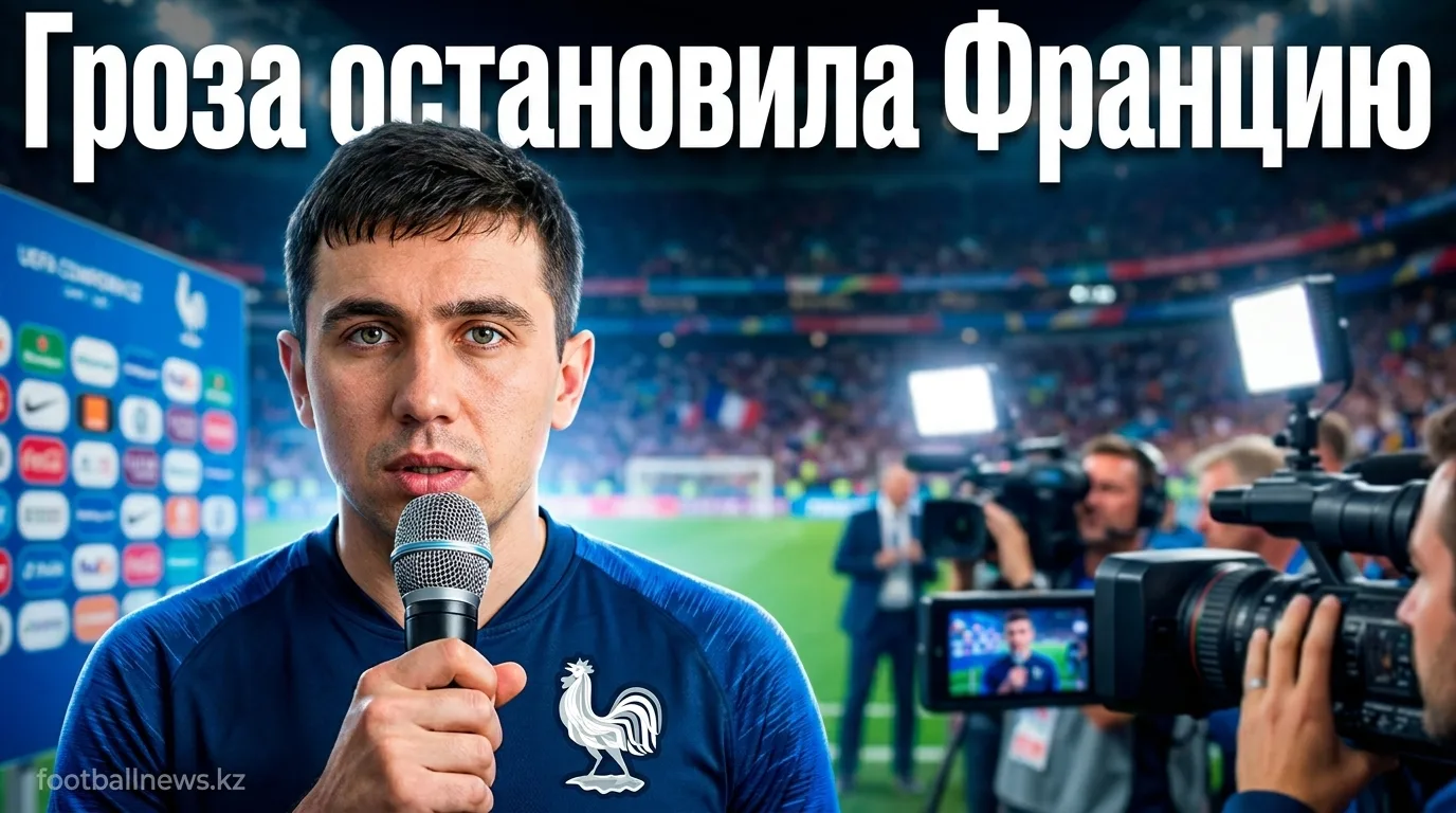 Матч Франция — Ирак прерван из-за грозы: второй тайм не начнётся до 1 ночи